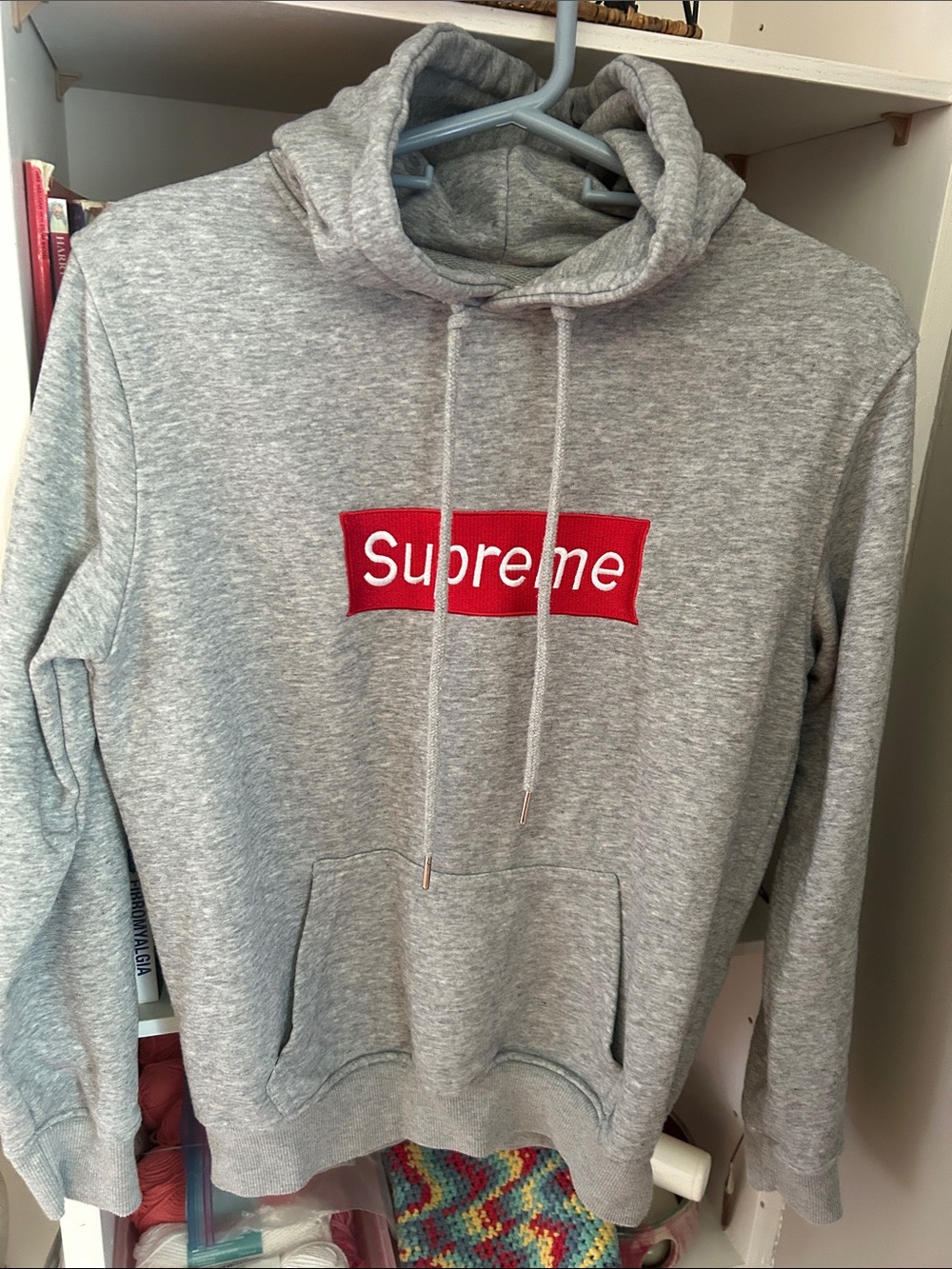 Supreme Gray Hoodie with Red Box Logo